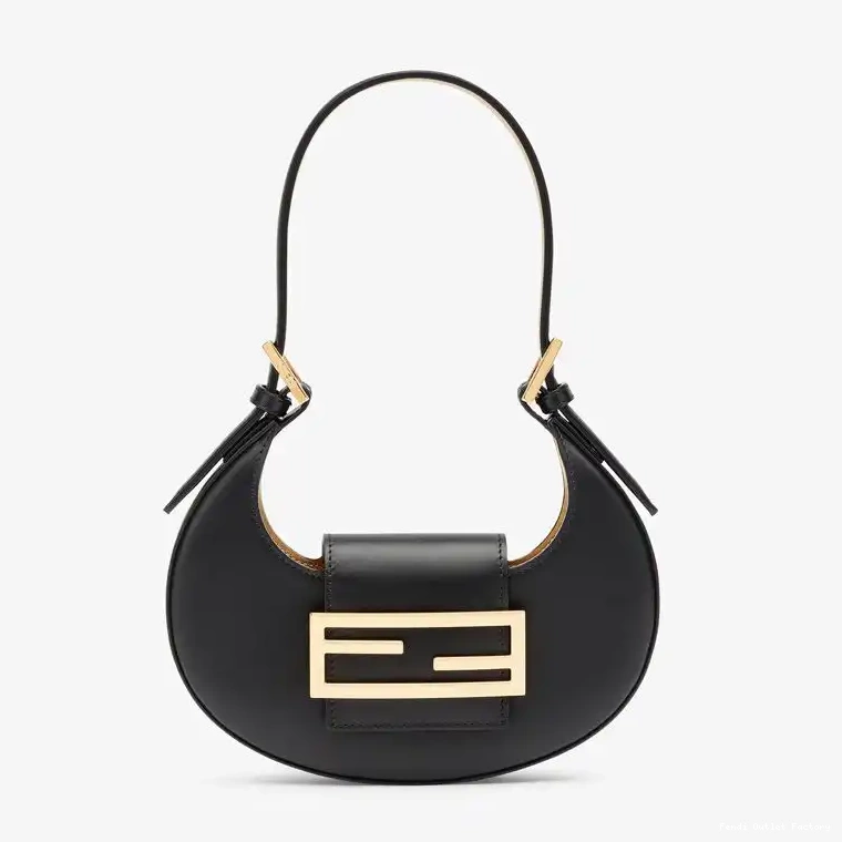 Cheap HOT Cookie Bag Leather Black Hobo Calf Mini In Fendi 0602
